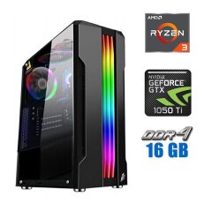 Новий ігровий ПК Tower / AMD Ryzen 3 4100 (4 (8) ядра по 3.8 - 4.0 GHz) / 16 GB DDR4 / 480 GB SSD / nVidia GeForce GTX 1050 Ti, 4 GB GDDR5, 128-bit / 500W
