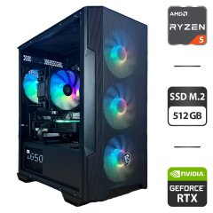 Сборка под заказ: компьютер MSI MAG Forge M100R Black Tower / AMD Ryzen 5 3600 (6 (12) ядер по 3.6 - 4.2 GHz) / 16 GB DDR4 / 512 GB SSD M.2 / nVidia GeForce RTX 3060 Ti, 8 GB GDDR6, 256-bit / 650W