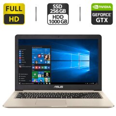 Ультрабук Б-клас Asus VivoBook Pro 15 N580VD / 15.6" (1920x1080) IPS / Intel Core i7-7700HQ (4 (8) ядра по 2.8 - 3.8 GHz) / 16 GB DDR4 / 256 GB SSD + 1000 GB HDD / nVidia GeForce GTX 1050, 4 GB GDDR5, 128-bit / WebCam / HDMI / Windows 10 Pro