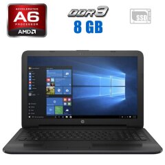 Ноутбук HP 255 G5 / 15.6" (1366x768) TN / AMD A6-7310 (4 ядра по 2.0 - 2.4 GHz) / 8 GB DDR3 / 180 GB SSD M.2 / AMD Radeon R4 Graphics / WebCam / DVD-ROM / АКБ NEW