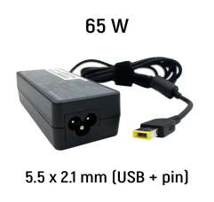 Блок питания для ноутбука Lenovo / 65 W / 20 V / 3.25 A / 5.5 x 2.1 mm (USB + pin)