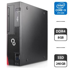 Компьютер Fujitsu Esprimo D757 E85 SFF / Intel Core i5-6400 (4 ядра по 2.7 - 3.3 GHz) / 8 GB DDR4 / 240 GB SSD / Intel HD Graphics 530 / DVI / DisplayPort / DVD-ROM