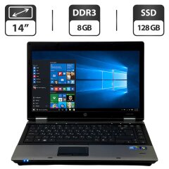 Нотбук Б-класс HP ProBook 6450b / 14" (1366x768) TN / Intel Core i3-370M (2 (4) ядра по 2.4 GHz) / 8 GB DDR3 / 128 GB SSD / Intel HD Graphics / WebCam / DVD-ROM