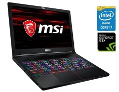 Игровой ноутбук MSI GS63 Stealth 8RE / 15.6" (1920x1080) IPS / Intel Core i7-8750H (6 (12) ядер по 2.2 - 4.1 GHz) / 16 GB DDR4 / 256 GB SSD + 1000 GB HDD / nVidia GeForce GTX 1060, 6 GB GDDR5, 192-bit / WebCam