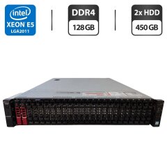 Сервер Dell PowerEdge R730xd 24SFF 2U Rack / 2x Intel Xeon E5-2690 v4 (14 (28) ядер по 2.6 - 3.5 GHz) / 128 GB DDR4 / 2x 450 GB HDD (SAS) / Matrox G200eR2 / 2x 750W