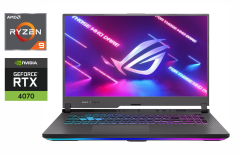 Ігровий ноутбук Asus ROG Strix G713PI / 17.3" (2560x1440) IPS / AMD Ryzen 9 7945HX (16 (32) ядер по 2.5 - 5.4 GHz) / 32 GB DDR5 / 1000 GB SSD / nVidia GeForce RTX 4070, 8 GB GDDR6, 128-bit / WebCam / Windows 11