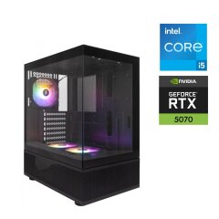 Игровой ПК 1stPlayer VT6 Black MONSTR Tower / Intel Core i5-14600KF (14 (20) ядер по 2.6 - 5.3 GHz) / 32 GB DDR5 / 2000 GB SSD M.2 / nVidia GeForce RTX 5070, 12 GB GDDR7, 192-bit