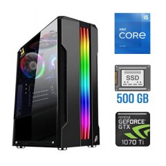 Игровой ПК Tower / Intel Core i5-11400F (6 (12) ядер по 2.6 - 4.4 GHz) / 16 GB DDR4 / 500 GB SSD / nVidia GeForce GTX 1070 Ti, 8 GB GDDR5, 256-bit