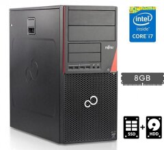 Комп'ютер Fujitsu Esprimo P720 E85+ Tower / Intel Core i7-4790 (4 (8) ядра по 3.6 - 4.0 GHz) / 8 GB DDR3 / 120 GB SSD + 500 GB HDD / Intel HD Graphics 4600 / 280W / DisplayPort