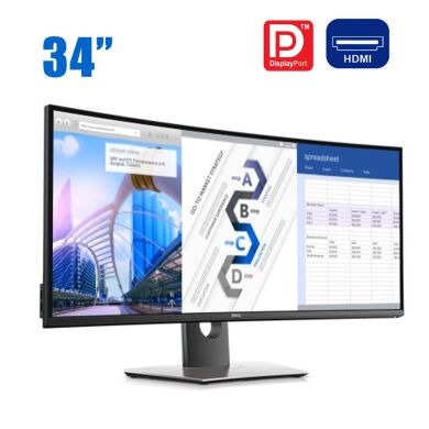Монитор Dell UltraSharp U3417W / 34" (3440x1440) IPS / HDMI, DisplayPort, USB / VESA 100x100 