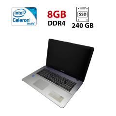 Ноутбук Asus Vivobook X705 / 17.3" (1600x900) TN / Intel Celeron N4000 (2 ядра по 1.1 - 2.6 GHz) / 8 GB DDR4 / 240 GB SSD / Intel HD Graphics 600 / WebCam