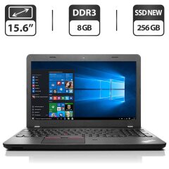 Ноутбук Б-клас Lenovo ThinkPad E550 / 15.6" (1366x768) TN / Intel Core i3-4005U (2 (4) ядра по 1.7 GHz) / 8 GB DDR3 / 256 GB SSD NEW / Intel HD Graphics 4400 / WebCam / HDMI / Windows 10 Pro