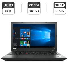 Ноутбук Lenovo ThinkPad L540 / 15.6" (1366x768) TN / Intel Core i5-4200M (2 (4) ядра по 2.5 - 3.1 GHz) / 8 GB DDR3 / 240 GB SSD NEW / Intel HD Graphics 4600 / WebCam / VGA / Windows 10 Pro / Посилена АКБ