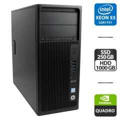 Рабочая станция HP Z240 Workstation Tower / Intel Xeon E3-1280 v5 (4 (8) ядра по 3.7 - 4.0 GHz) / 8 GB DDR4 / 250 GB SSD + 1000 GB HDD / nVidia Quadro M4000, 8 GB GDDR5, 256-bit / DVD-ROM / DisplayPort