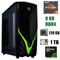 Raidmax Viper II / AMD Ryzen 3 2300X (4 ядра по 3.5-4.0GHz) / 8 GB DDR4 /  120 GB SSD+1000 GB HDD / БП 500W / GeForce GTX 1660 6GB GDDR6