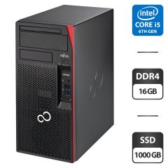 Комп'ютер Fujitsu Esprimo P757 E85 Tower / Intel Core i5-6400 (4 ядра по 2.7 - 3.3 GHz) / 16 GB DDR4 / 1000 GB SSD / Intel HD Graphics 530 / Windows 11 Pro