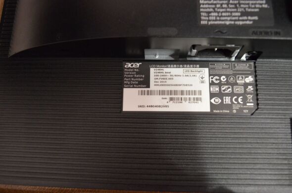 Монітор Acer V246HL / 24" (1920x1080) LED / VGA, DVI Монітор Acer V246HL / 24" (1920x1080) LED / VGA, DVI
