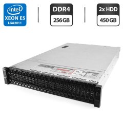 Сервер Dell PowerEdge R730xd 24SFF 2U Rack / 2x Intel Xeon E5-2690 v4 (14 (28) ядер по 2.6 - 3.5 GHz) / 256 GB DDR4 / 2x 450 GB HDD (SAS) / Matrox G200eR2 / 2x 750W