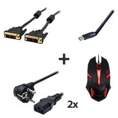 Новая игровая мышка + Кабель питания (2x) + Кабель DVI + Wi-Fi адаптер