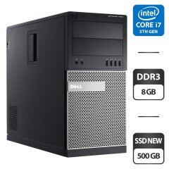 Компьютер Dell OptiPlex 7010 Tower / Intel Core i7-3770 (4 (8) ядра по 3.4 - 3.9 GHz) / 8 GB DDR3 / 500 GB SSD NEW / Intel HD Graphics 4000 / VGA