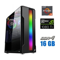 Ігровий ПК Tower / AMD Ryzen 5 3600 (6 (12) ядер по 3.6 - 4.2 GHz) / 16 GB DDR4 / 1000 GB SSD / nVidia GeForce GTX 1080 Ti, 11 GB GDDR5X, 352-bit / 700W