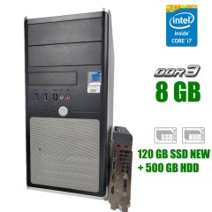 Ігровий ПК EuroCom Tower / Intel Core i7-3770 (4 (8) ядра по 3.4 - 3.9 GHz) / 8 GB DDR3 / 120 GB SSD + 500 GB HDD / AMD Radeon RX 470, 4 GB DDR5, 256-bit / 600W