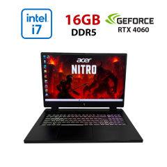 Игровой ноутбук Б-класс Acer Nitro 17 AN17-51 / 17.3" (2560x1440) IPS / Intel Core i7-13700H (14 (20) ядер по 3.7 - 5.0 GHz) / 16 GB DDR5 / 1000 GB SSD NVMe / nVidia GeForce RTX 4060, 8 GB GDDR6, 128-bit / WebCam