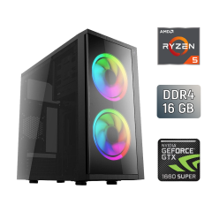 Ігровий ПК 2E BASIS / AMD Ryzen 5 2600 (6 (12) ядер по 3.4 - 3.9 GHz) / 16 GB DDR4 / 256 GB SSD + 640 HDD / nVidia GeForce GTX 1660 Super, 6 GB GDDR6, 192-bit / Thermaltake Smart RGB 700W / B450M