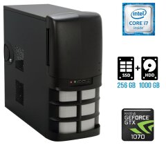 Ігровий ПК ASRock Tower / Intel Core i7-6700 (4 (8) ядра по 3.4 - 4.0 GHz) / 16 GB DDR4 / 256 GB SSD + 1000 GB HDD / nVidia GeForce GTX 1070, 8 GB GDDR5, 256-bit / 1000W / HDMI / DisplayPort
