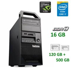 Ігровий ПК Lenovo E31 Tower / Intel Core i7-3770 (4 (8) ядер по 3.4 - 3.9 GHz) / 16 GB DDR3 / 120 GB SSD + 500 GB HDD / nVidia GeForce GT 1030, 2GB DDR5, 64-bit