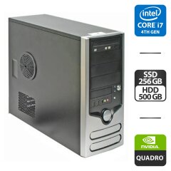 Игровой ПК NoName Tower / Intel Core i7-4770 (4 ядра по 3.4 - 3.9 GHz) / 16 GB DDR3 / 256 GB SSD + 500 GB HDD / nVidia Quadro K2000, 2 GB GDDR5, 128-bit / DVD-ROM / DVI / 550W