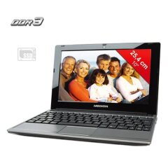 Нетбук Medion Akoya E1228 / 10.1" (1024x600) TN / Intel Atom N570 (2 (4) ядра по 1.66 GHz) / 2 GB DDR3 / 120 GB SSD / Intel GMA 3150 Graphics / WebCam