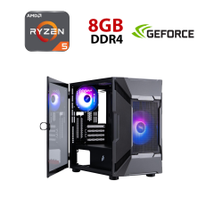 Новий ігровий ПК Hunter 1stPlayer D3-A-BK-1F7-14-1F7 Tower / AMD Ryzen 5 5500 (6 (12) ядер по 3.6 - 4.2 GHz) / 8 GB DDR4 / 480 GB SSD / AMD Radeon RX 6600, 8 GB GDDR6, 128-bit