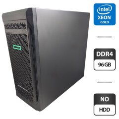 Сервер HP ProLiant ML110 G10 Tower / Intel Xeon Gold 5118 (12 (24) ядер по 2.3 - 3.2 GHz) / 96 GB DDR4 / NO HDD (SATA) 3.5"