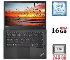 Ультрабук Lenovo ThinkPad T470 / 14" (1920x1080) IPS Touch / Intel Core i5-7300U (2 (4) ядра по 2.6 - 3.5 GHz) / 16 GB DDR4 / 240 GB SSD / Intel HD Graphics 520 / WebCam / Два АКБ + Док-станція
