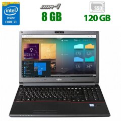 Ноутбук Fujitsu LifeBook E556 / 15.6" (1920x1080) IPS / Intel Core i3-6100U (2 (4) ядра по 2.3 GHz) / 8 GB DDR4 / 120 GB SSD / Intel HD Graphics 520 / WebCam 
