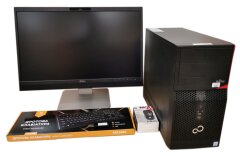 Комплект ПК: Fujitsu Esprimo P556 E85+ Tower / Intel Core i3-6100 (2 (4) ядра по 3.7 GHz) / 8 GB DDR4 / 120 GB SSD / Intel HD Graphics 530 + Монитор Dell P2418HZm / 24" (1920x1080) IPS / WebCam / 2x 5W + клавиатура, мышь, WiFi