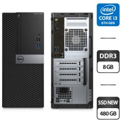Компьютер Dell OptiPlex 3040 Tower / Intel Core i3-6100 (2 (4) ядра по 3.7 GHz) / 8 GB DDR3 / 480 GB SSD / Intel HD Graphics 530 / Windows 10 Pro + Переходник с DisplayPort на (VGA, DVI на выбор)