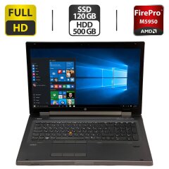Мобильная рабочая станция Б-класс HP EliteBook 8760w / 17.3" (1920x1080) TN / Intel Core i7-2620M (2 (4) ядра по 2.7 - 3.4 GHz) / 8 GB DDR3 / 120 GB SSD + 500 GB HDD / AMD FirePro M5950, 1 GB GDDR5, 128-bit / WebCam / DVD-ROM