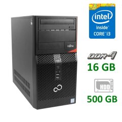 Игровой компьютер Fujitsu P556 Tower / Intel Core i3-6100 (2 (4) ядра по 3.7 GHz) / 16 GB DDR4 / 500 GB HDD / nVidia GeForce GT 1030, 2 GB DDR5, 64-bit / Лицензия Windows 10 Pro
