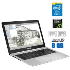 Игровой ноутбук Asus K501UX / 15.6" (1920x1080) TN / Intel Core i7-6500U (2 (4) ядра по 2.5 - 3.1 GHz) / 8 GB DDR3 / 128 GB SSD + 1000 GB HDD / nVidia GeForce GTX 950M, 2 GB GDDR3, 128-bit / WebCam