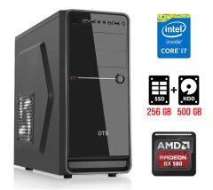 Игровой ПК DTS Tower / Intel Core i7-4770 (4 (8) ядра по 3.4 - 3.9 GHz) / 16 GB DDR3 / 256 GB SSD + 500 GB HDD / AMD Radeon RX 580, 4 GB GDDR5, 256-bit / HDMI / DisplayPort
