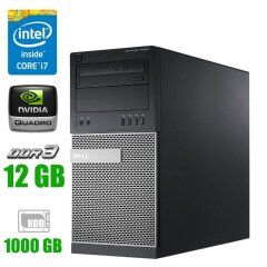 Комп'ютер Dell Optiplex 9020 Tower / Intel Core i7-4770 (4 (8) ядра по 3.4 - 3.9 GHz) / 12 GB DDR3 / 1000 GB HDD / nVidia Quadro K620, 2 GB GDDR3, 128-bit / DVD-ROM