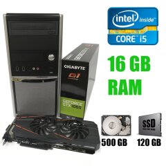 Компьютер Lenovo M81 Tower / Intel Core i5-2400 (4 ядра по 3.1 - 3.4GHz) / 16 GB DDR3 / NEW 120 GB SSD + 500 GB HDD / GeForce GTX 1060 3GB DDR5 192-bit / NEW БП 500 Вт