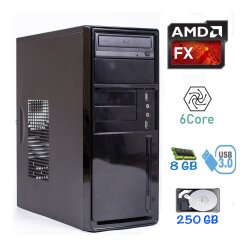 MiniTower / AMD FX-6100 (6 ядер по 3.3 - 3.9 GHz) / 8GB DDR3 / 250GB HDD / БП 420W / USB 3.0