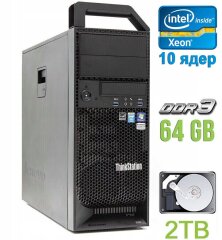 Робоча станція Lenovo ThinkStation S30 Tower / Intel Xeon E5-2680 v2 (10 (20) ядер по 2.8 - 3.6 GHz) / 64 GB DDR3 / 2000 GB HDD / nVidia Quadro K4000, 3 GB GDDR5, 192-bit / 610W / DVI / DisplayPort
