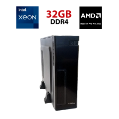 Рабочая станция Vinga CS302B SFF / Intel Xeon E5-2630 v3 (8 (16) ядер по 2.4 - 3.2 GHz) / 64 GB DDR4 / 256 GB SSD NVMe M2 / AMD Radeon Pro WX 2100, 2 GB GDDR5, 64-bit / Unlock TB