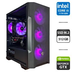 Сборка под заказ: компьютер MSI MAG Forge M100R Black Tower / Intel Core i5-11400F (6 (12) ядер по 2.6 - 4.4 GHz) / 16 GB DDR4 / 512 GB SSD M.2 / nVidia GeForce GTX 1080 Ti, 11 GB GDDR5X, 352-bit / 650W