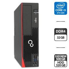 Комп'ютер Fujitsu Esprimo D757 E90 SFF / Intel Core i5-6500 (4 ядра по 3.2 - 3.6 GHz) / 32 GB DDR4 / 500 GB SSD NEW + 320 GB HDD / Intel HD Graphics 530 / DVI