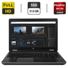 Мобильная рабочая станция HP ZBook 15 G2 / 15.6" (1920x1080) IPS / Intel Core i7-4810MQ (4 (8) ядра по 2.8 - 3.8 GHz) / 8 GB DDR3 / 512 GB SSD / AMD FirePro W4190, 2 GB GDDR5, 128-bit / WebCam / DVD-ROM / VGA / Windows 10 Pro